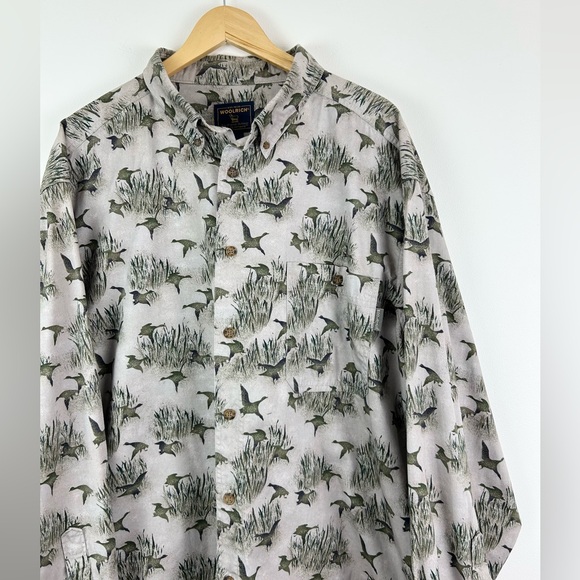 Vintage Woolrich Flying Ducks Print Long Sleeve Button Down Shirt - Picture 1 of 15